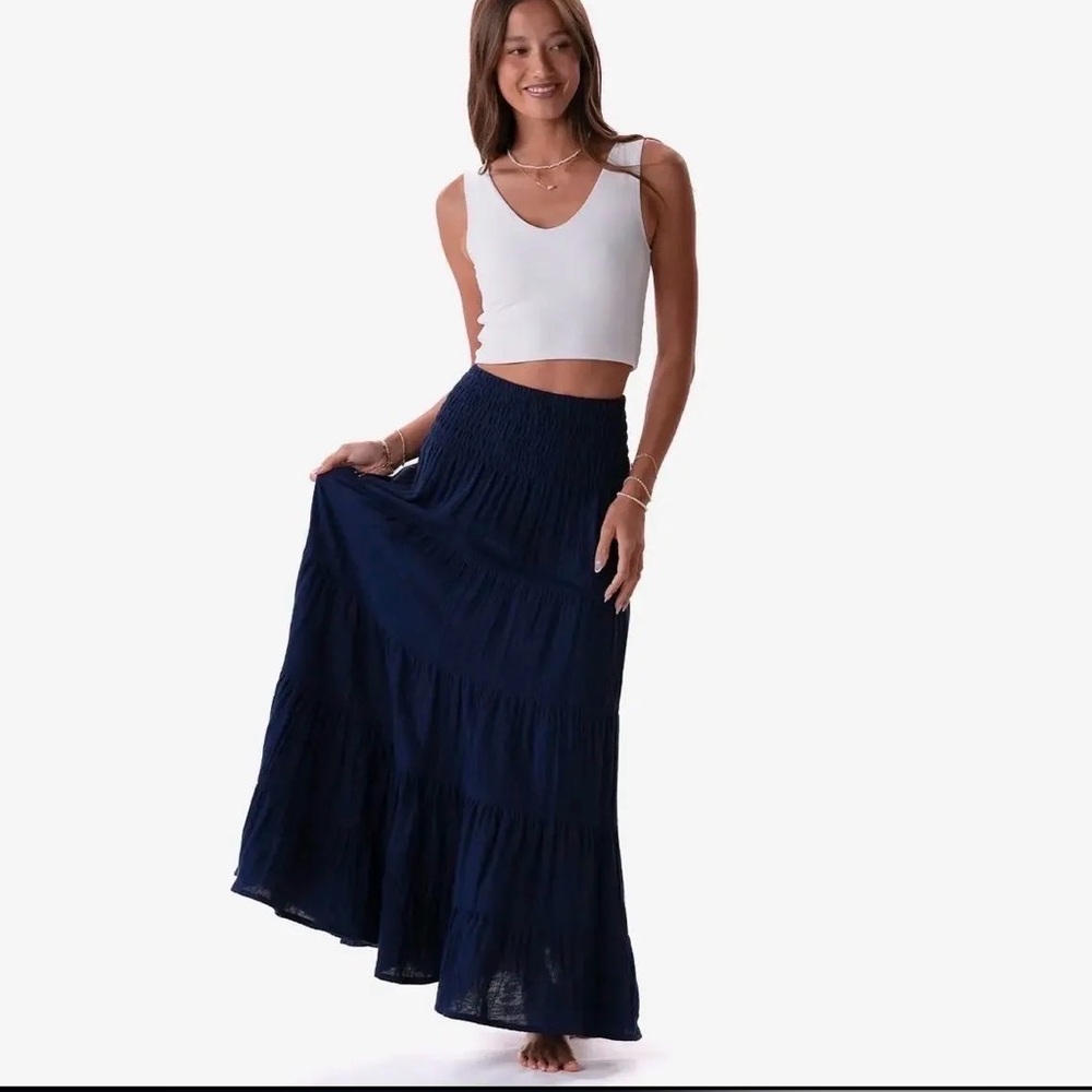 Lotus+ Luna Cotton Smocked Skirt